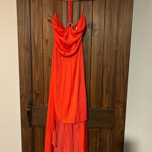 White House Black Market Red High Low Dress sz 8